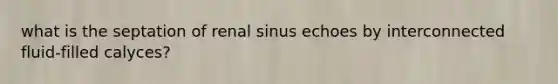 what is the septation of renal sinus echoes by interconnected fluid-filled calyces?