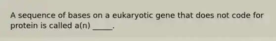 A sequence of bases on a eukaryotic gene that does not code for protein is called a(n) _____.