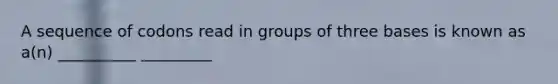 A sequence of codons read in groups of three bases is known as a(n) __________ _________