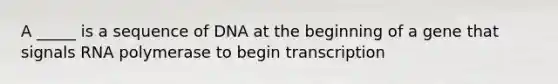 A _____ is a sequence of DNA at the beginning of a gene that signals RNA polymerase to begin transcription