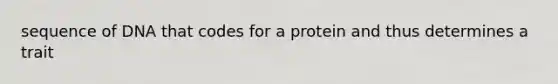 sequence of DNA that codes for a protein and thus determines a trait