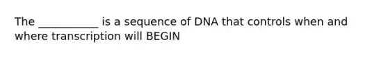 The ___________ is a sequence of DNA that controls when and where transcription will BEGIN