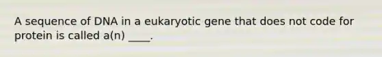 A sequence of DNA in a eukaryotic gene that does not code for protein is called a(n) ____.