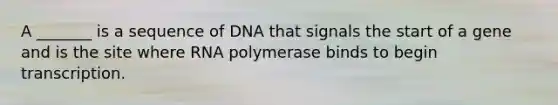 A _______ is a sequence of DNA that signals the start of a gene and is the site where RNA polymerase binds to begin transcription.