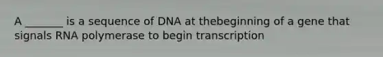 A _______ is a sequence of DNA at thebeginning of a gene that signals RNA polymerase to begin transcription