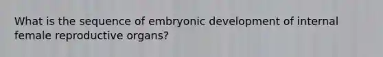 What is the sequence of embryonic development of internal female reproductive organs?