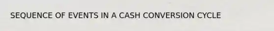 SEQUENCE OF EVENTS IN A CASH CONVERSION CYCLE