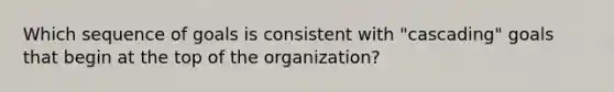 Which sequence of goals is consistent with "cascading" goals that begin at the top of the organization?