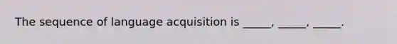 The sequence of language acquisition is _____, _____, _____.