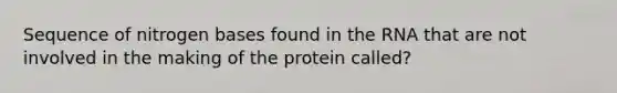 Sequence of nitrogen bases found in the RNA that are not involved in the making of the protein called?