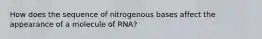 How does the sequence of nitrogenous bases affect the appearance of a molecule of RNA?