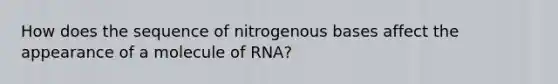 How does the sequence of nitrogenous bases affect the appearance of a molecule of RNA?