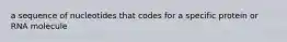 a sequence of nucleotides that codes for a specific protein or RNA molecule