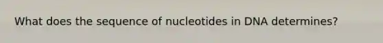 What does the sequence of nucleotides in DNA determines?