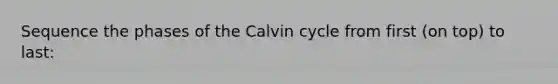 Sequence the phases of the Calvin cycle from first (on top) to last: