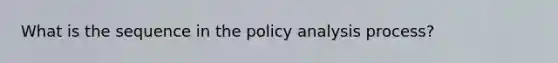 What is the sequence in the policy analysis process?