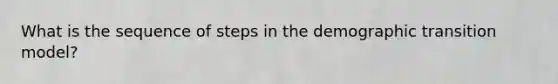 What is the sequence of steps in the demographic transition model?