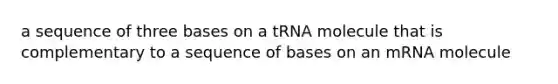 a sequence of three bases on a tRNA molecule that is complementary to a sequence of bases on an mRNA molecule