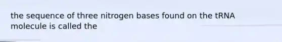 the sequence of three nitrogen bases found on the tRNA molecule is called the