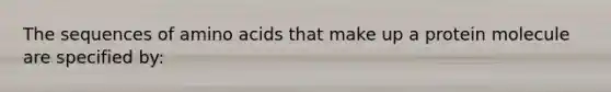 The sequences of amino acids that make up a protein molecule are specified by:​