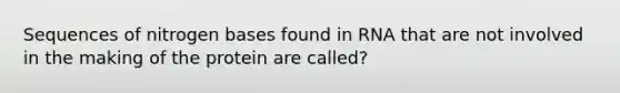 Sequences of nitrogen bases found in RNA that are not involved in the making of the protein are called?