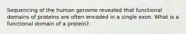 Sequencing of the human genome revealed that functional domains of proteins are often encoded in a single exon. What is a functional domain of a protein?