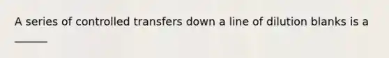 A series of controlled transfers down a line of dilution blanks is a ______