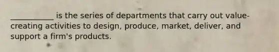 ___________ is the series of departments that carry out value-creating activities to design, produce, market, deliver, and support a firm's products.