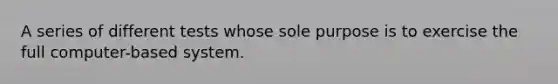 A series of different tests whose sole purpose is to exercise the full computer-based system.