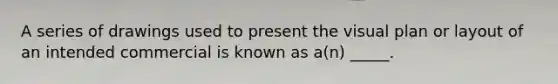 A series of drawings used to present the visual plan or layout of an intended commercial is known as a(n) _____.
