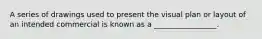 A series of drawings used to present the visual plan or layout of an intended commercial is known as a _________________.
