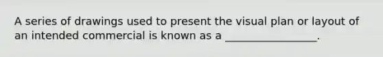 A series of drawings used to present the visual plan or layout of an intended commercial is known as a _________________.