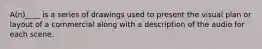 A(n)____ is a series of drawings used to present the visual plan or layout of a commercial along with a description of the audio for each scene.