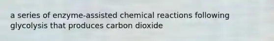 a series of enzyme-assisted <a href='https://www.questionai.com/knowledge/kc6NTom4Ep-chemical-reactions' class='anchor-knowledge'>chemical reactions</a> following glycolysis that produces carbon dioxide