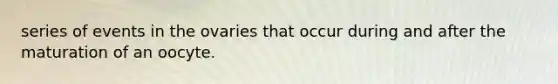 series of events in the ovaries that occur during and after the maturation of an oocyte.