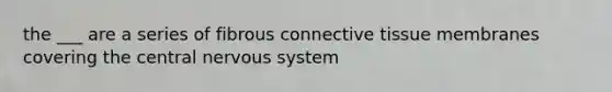 the ___ are a series of fibrous connective tissue membranes covering the central nervous system