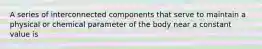 A series of interconnected components that serve to maintain a physical or chemical parameter of the body near a constant value is