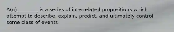 A(n) ________ is a series of interrelated propositions which attempt to describe, explain, predict, and ultimately control some class of events