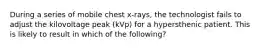 During a series of mobile chest x-rays, the technologist fails to adjust the kilovoltage peak (kVp) for a hypersthenic patient. This is likely to result in which of the following?