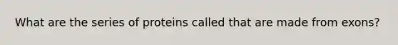 What are the series of proteins called that are made from exons?