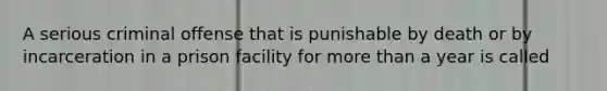 A serious criminal offense that is punishable by death or by incarceration in a prison facility for more than a year is called