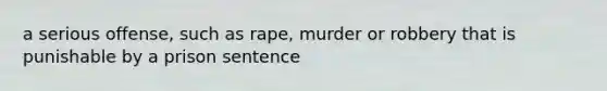 a serious offense, such as rape, murder or robbery that is punishable by a prison sentence