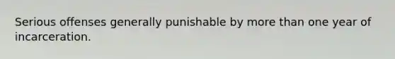 Serious offenses generally punishable by more than one year of incarceration.