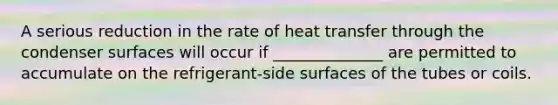 A serious reduction in the rate of heat transfer through the condenser surfaces will occur if ______________ are permitted to accumulate on the refrigerant-side surfaces of the tubes or coils.