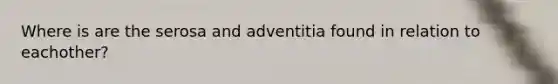Where is are the serosa and adventitia found in relation to eachother?