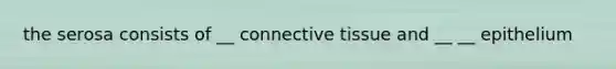 the serosa consists of __ <a href='https://www.questionai.com/knowledge/kYDr0DHyc8-connective-tissue' class='anchor-knowledge'>connective tissue</a> and __ __ epithelium