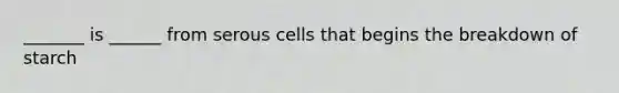 _______ is ______ from serous cells that begins the breakdown of starch