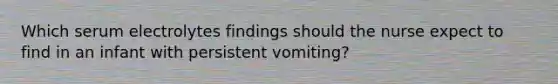 Which serum electrolytes findings should the nurse expect to find in an infant with persistent vomiting?