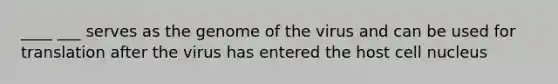 ____ ___ serves as the genome of the virus and can be used for translation after the virus has entered the host cell nucleus