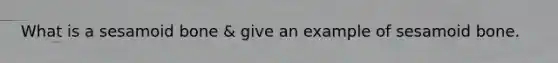 What is a sesamoid bone & give an example of sesamoid bone.